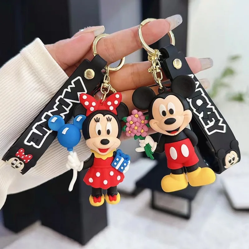 Anime Disney Keychain Wholesale Mickey Mouse Minnie Lilo & Stitch Doll Keyring Ornament Key Chain Car Pendant Kid Toys Gifts