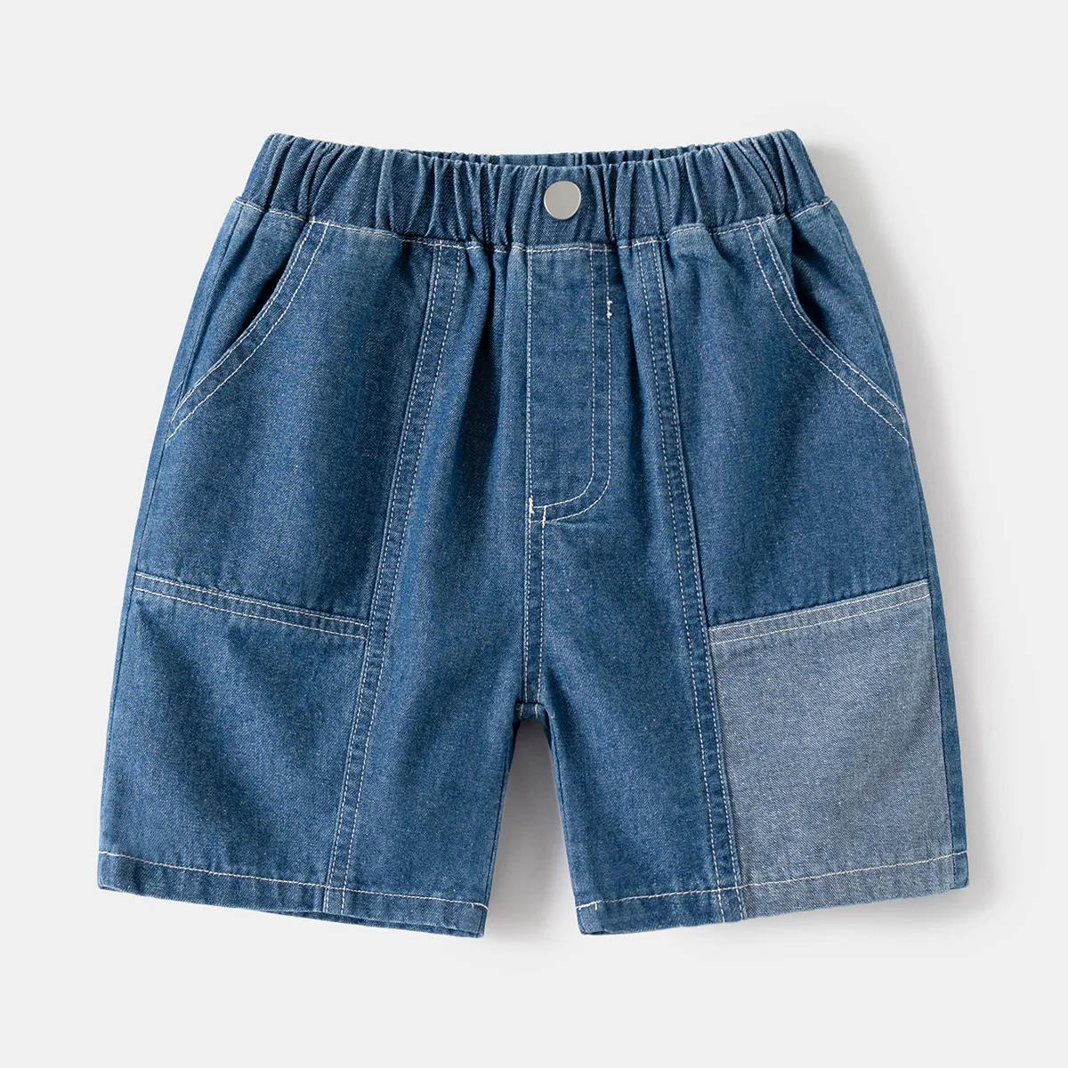 Children's summer pants 2024 new Korean version of boys' denim five-point baby bright line short pants