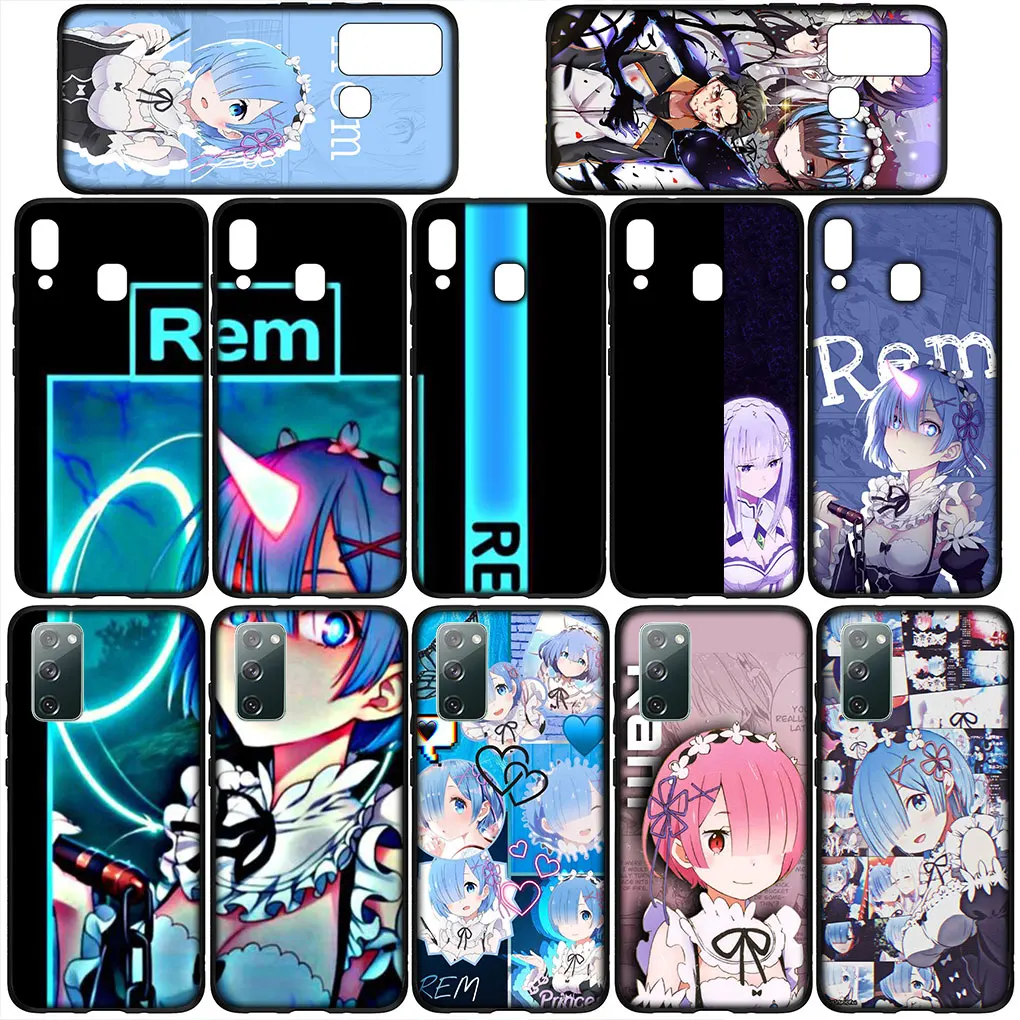 Re Zero Rem Emilia Anime Phone Cover Case for Samsung Galaxy S23 S22 S21 S20 Fe Ultra S8 Plus A12 A13 A21S A71 S7 Soft Casing