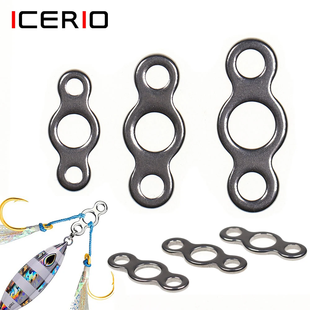 

ICERIO 20pcs S M L Solid Stainless Steel Fishing 3 Circle Rings Assist Hook Jig Lure Line Terminal Connector Accessories