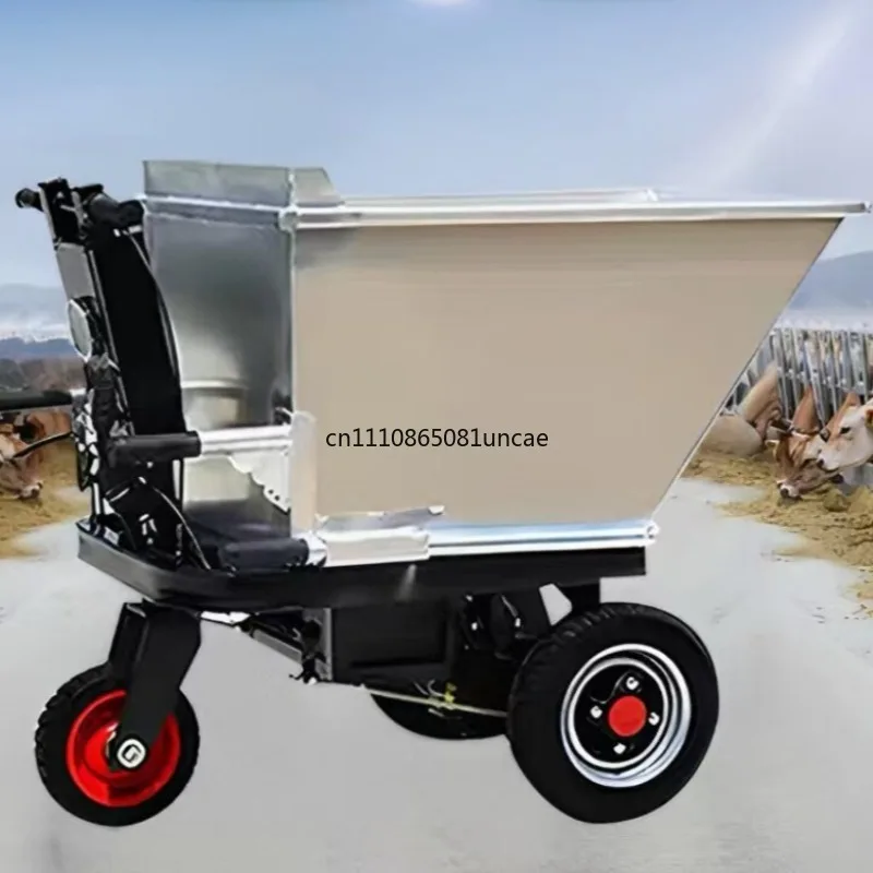 For Farm Orchard Electric Stainless Steel Dump Tricycle Manure Removal Feed Transport Hand‑Push Three‑Wheeled Cart