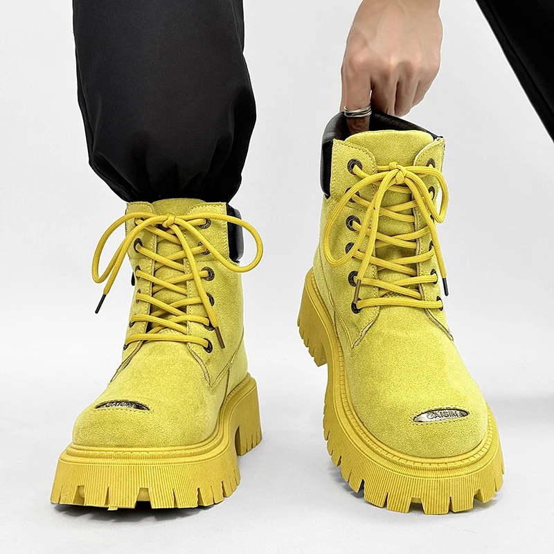 

Мужские мотоциклетные ботинки классического дизайна, удобные замшевые кожаные ботинки, мужские ботильоны, уличные рабочие ботинки, увеличивающие рост для мужчин