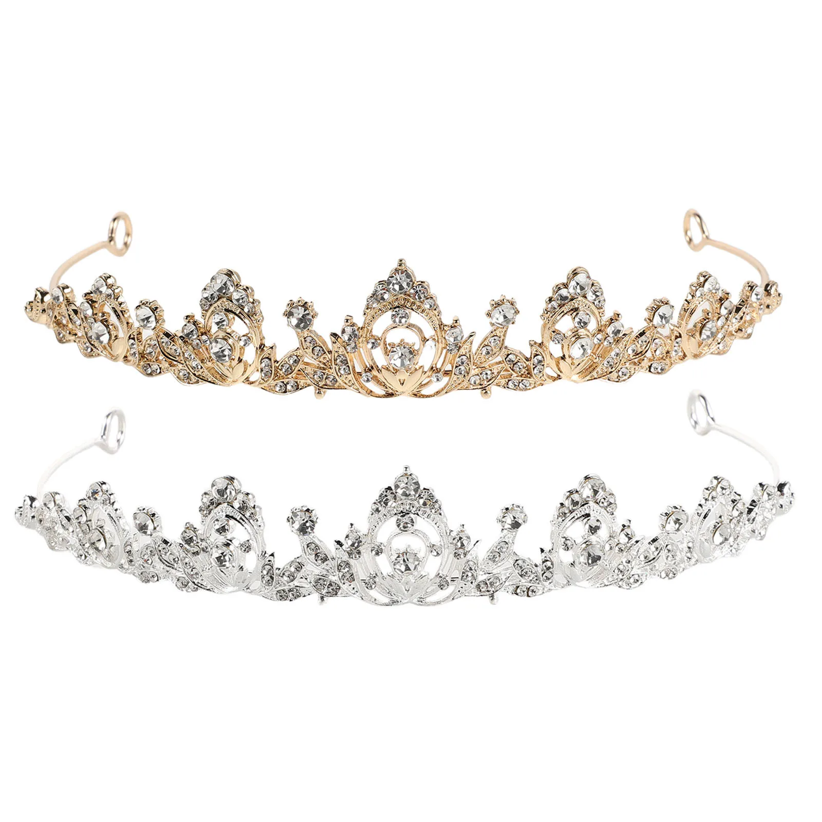 2 قطعة حجر الراين الزفاف عقال للرأس على شكل تاج أنيق كريستال الزفاف تيارا اليدوية الملكة مهرجان التيجان العروس خوذة الملحقات