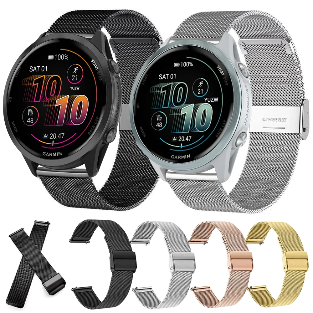 20 22 mm Edelstahlarmband für Garmin Venu 3 SQ2 Forerunner 570 47 42 mm 265 255 M Vivoactive 6 Metallband für Huawei GT5 4Pro