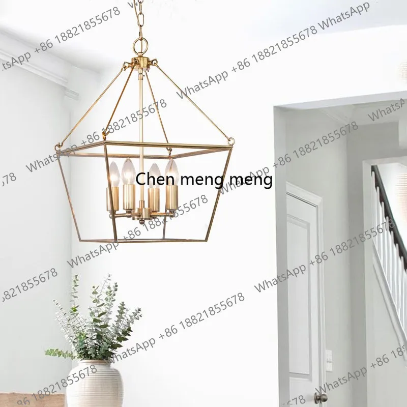 

American light luxury glass chandelier bedroom creative post-modern simple entrance all-copper dining room light