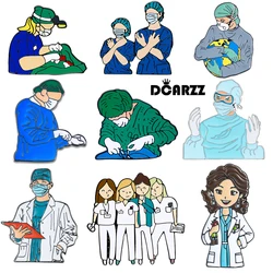 DCARZZ Medical Surgeon Enamel Pins Medicine Surgery Jewelry Backpack Lapel Hat Brooch Badges for Doctor Nurse Gifts Collection