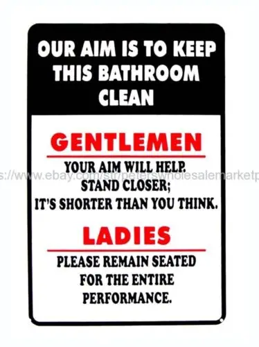 home wall art Our Aim is to Keep This Bathroom Clean metal tin sign