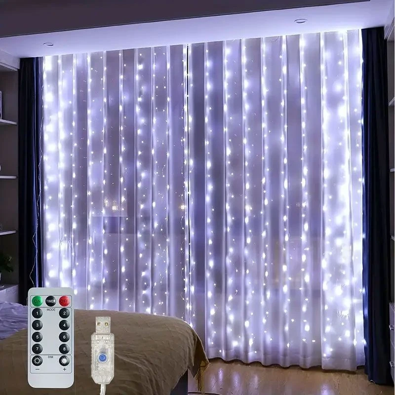 

Led Fairy Light Curtain Lights 8 Modes Remote Garland Bedroom Window String Lights Home Room Christmas Wedding Party Decoration