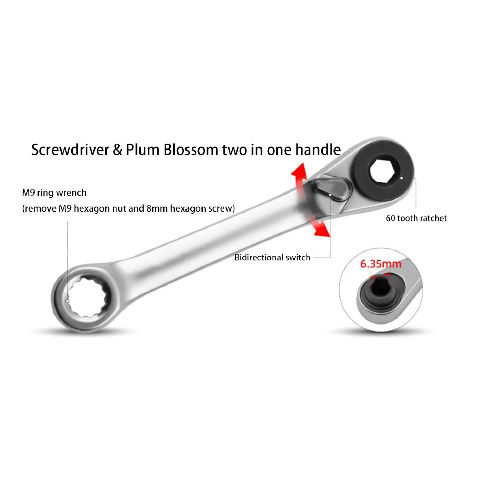 Geinxurn 1/4 inch  Quick-release Ratchet Wrench, Reversible, Chrome Alloy Made, Full Polished Mini Ratchet Wrench