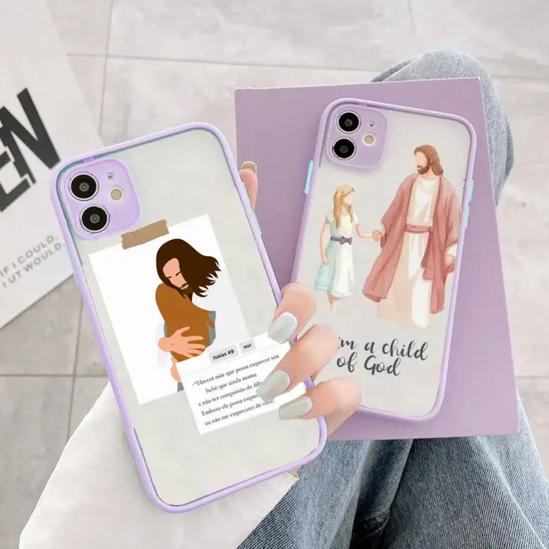 Faith Christian Religious Jesus cartoon Phone Case matte transparent For iphone 14 11 12 13 plus mini pro max cover