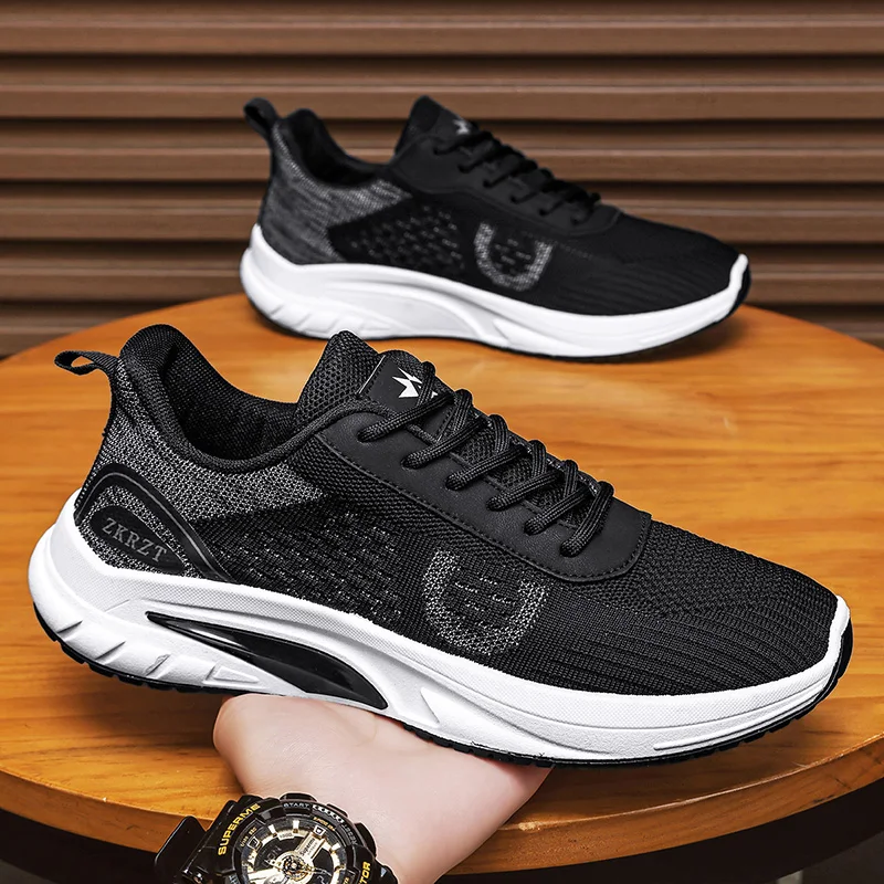 

Men's Summer Breathable Mesh Running Shoes Lightweight Casual Travel Sports Fashion Sneakers Soft Bottom Slip-On Loafers