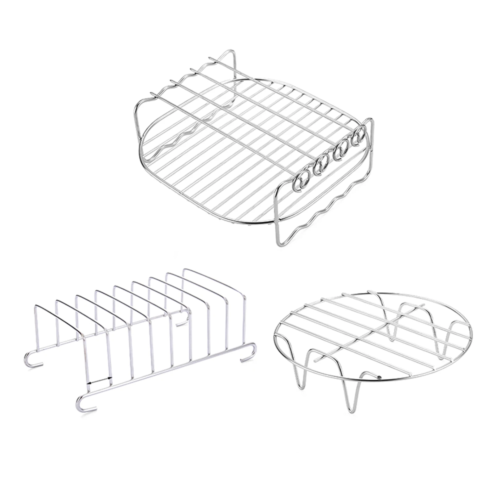 

Аксессуары для фритюрницы, стойка для фритюрницы, набор из 3 многофункциональных 7-дюймовых двухслойных металлических держателей для кухонных принадлежностей