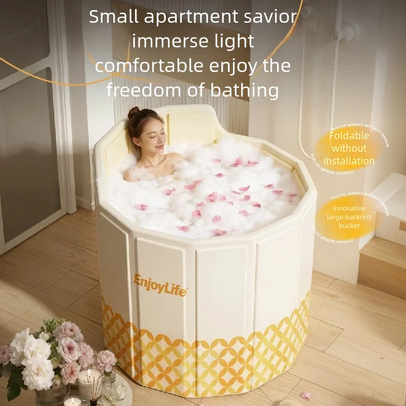 

Adult Foldable Backrest Style Bath Tub Thickened Constant Temperature Household Bathtub for Comfortable Bathing