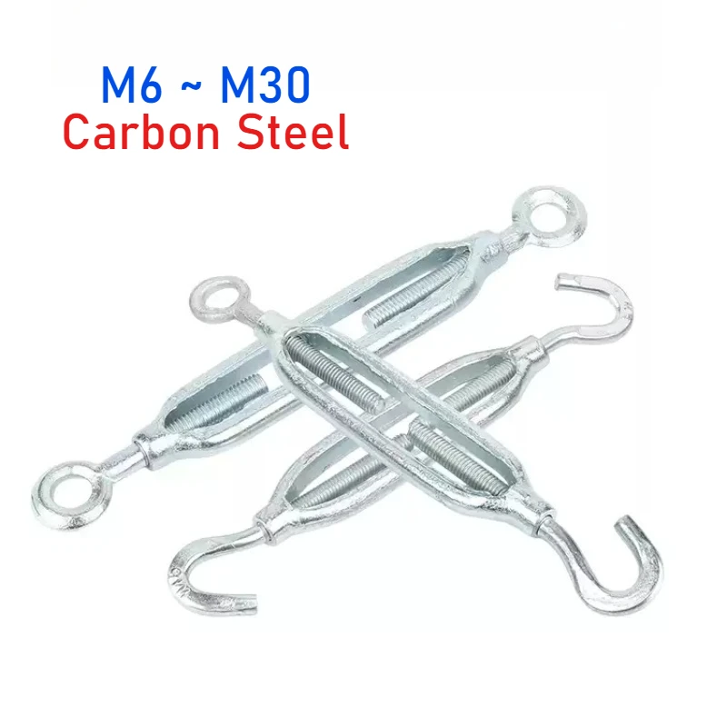 

M6~M30 Carbon Steel Hook And Eye Turnbuckle Rope Cable Tension Sets Adjustable Garden Wire Ropes Tensioner Locking Device