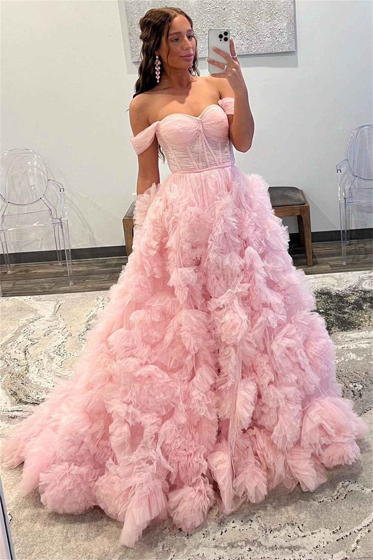 Birthday Party Ball Gown Fluffy Engagement Dress Mesh Layering Line A Luxury Evening Dresses Customized Elly Woman Graduation