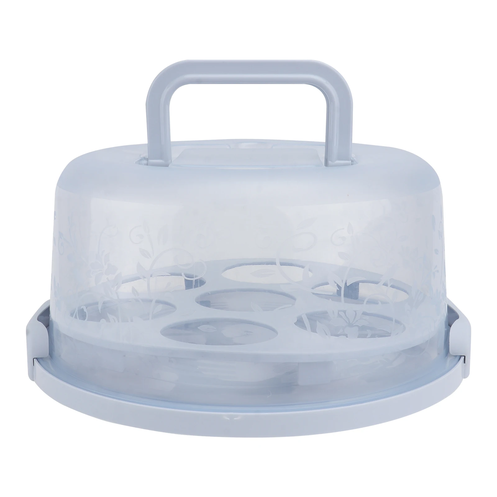 

Portable Cake Box for 7 Cupcakes Lightweight Handle Food Container Round Tin Pan Storage Blue Cake Container Gift Packaging