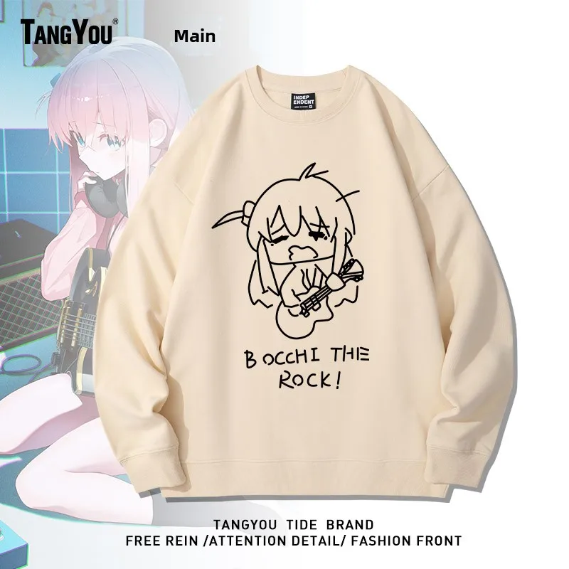 

Толстовка оверсайз с мультяшным аниме-принтом Hacco Lonley Ro, из смесового хлопка, теплая, с круглым вырезом, молодежная, модная