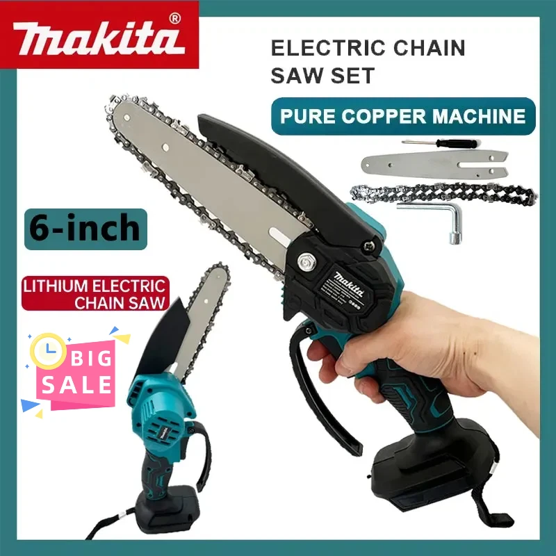 

Makita 6Inch Electric Chain Saw Handheld Portable Chainsaw Tree Wood Cutter Pruning Garden Power Tool Compatible 18V Battery