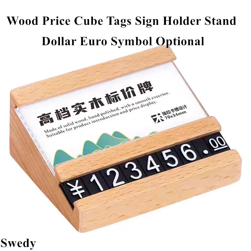 5 Pieces 70x57mm Price Label Card Tags Wood Acrylic Sign Holder Display Stand Menu Paper Holder Number Jewelry Price Cube Tags
