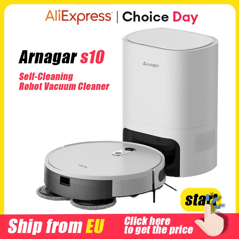 Arnagar S10 Robot Vacuum Cleaner Auto Empty Dust Collection Sweep＆Mop 4000Pa 2600mAh Low Noise APP Control