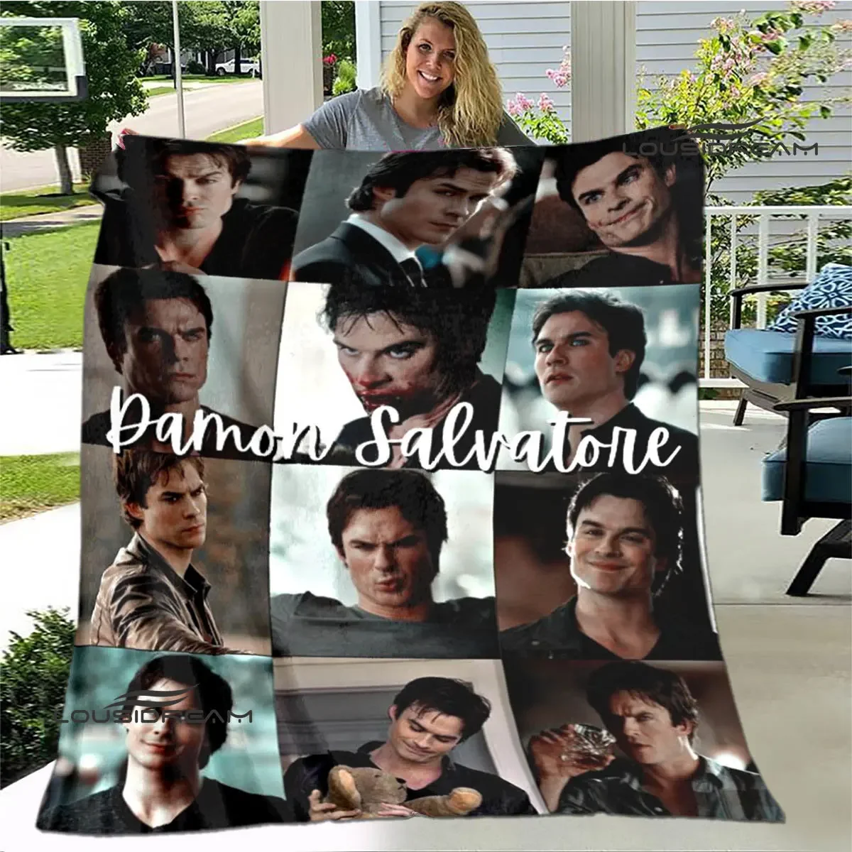 The Vampire Diaries Damon salvatore blankets warm flannel blankets picnic blanket home travel blanket bed linings birthday gift