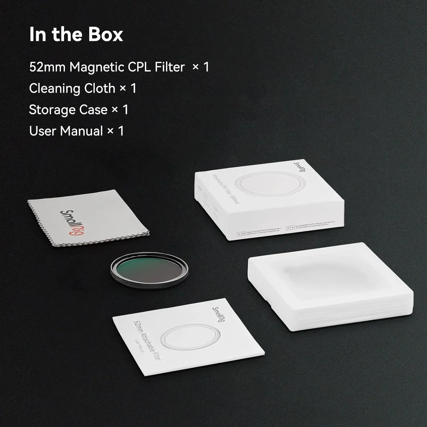 Smallrig 52Mm Magnetische Circulaire Polarisatoren Filterkit, Hd Optisch Glas Circulaire Magnetische Cpl Polariserende Filterkit Voor Telefoon