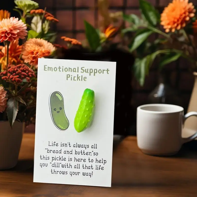 Pocket Hugs Greeting Cards 3X Pickle Positive Hug Token Card Emotional Support Hug Token Little Resin Pocket Hug Card For