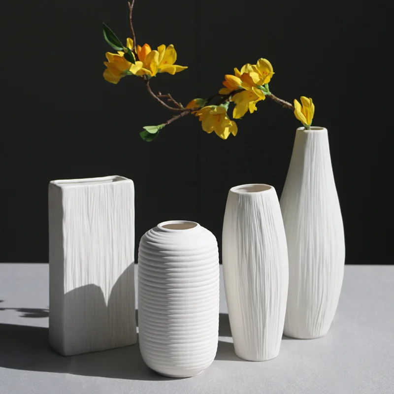 

European Style White Ceramic Vases Office and Home Decorations TV Cabinets Decorations Flower Arrangements Handicrafts