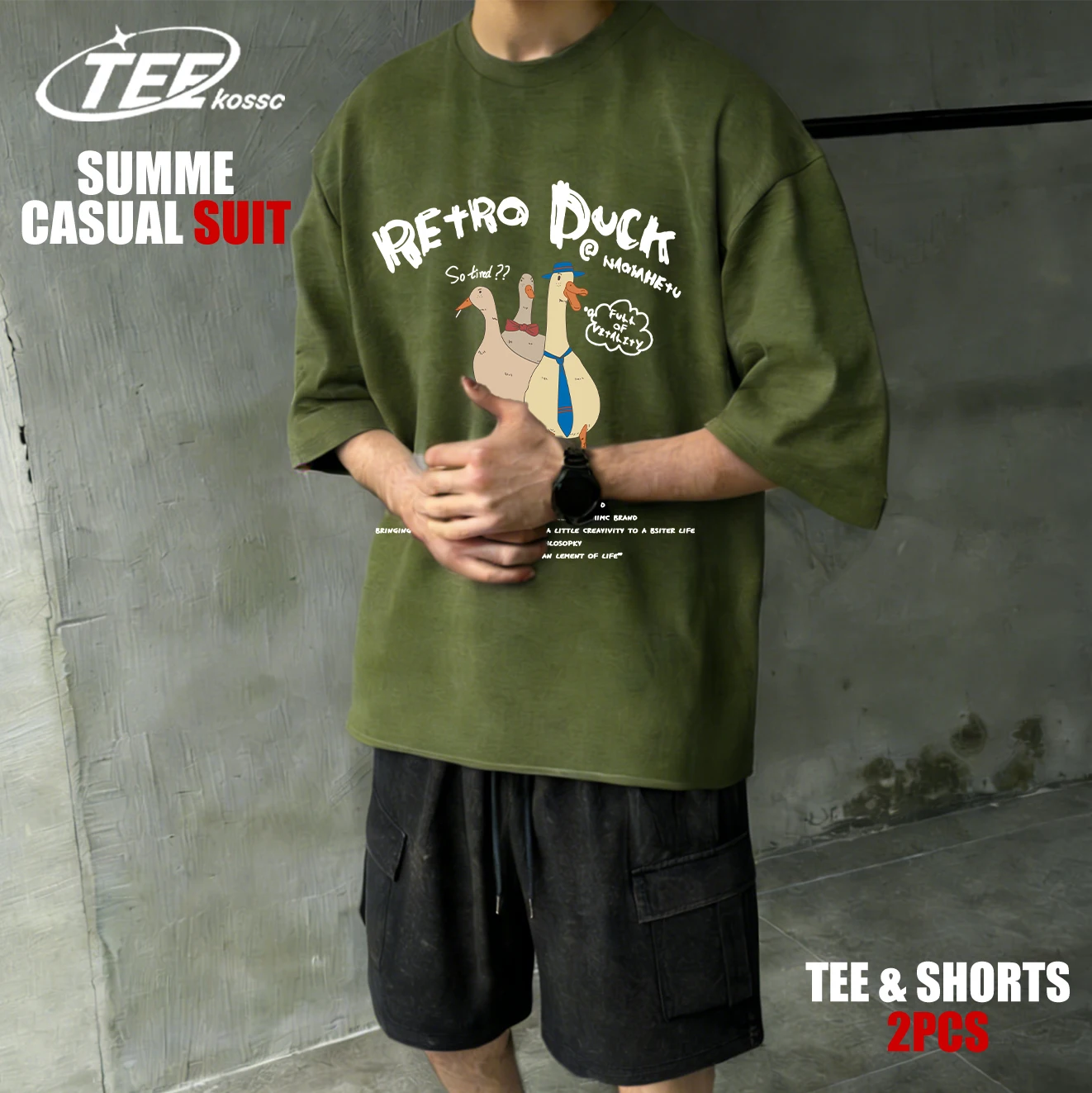 

Retro Duck Look At You Design Mens T Shirt Cotton Loose T-Shirts Summer New Hip Hop Clothes Male Casual All-Match Sportsuit