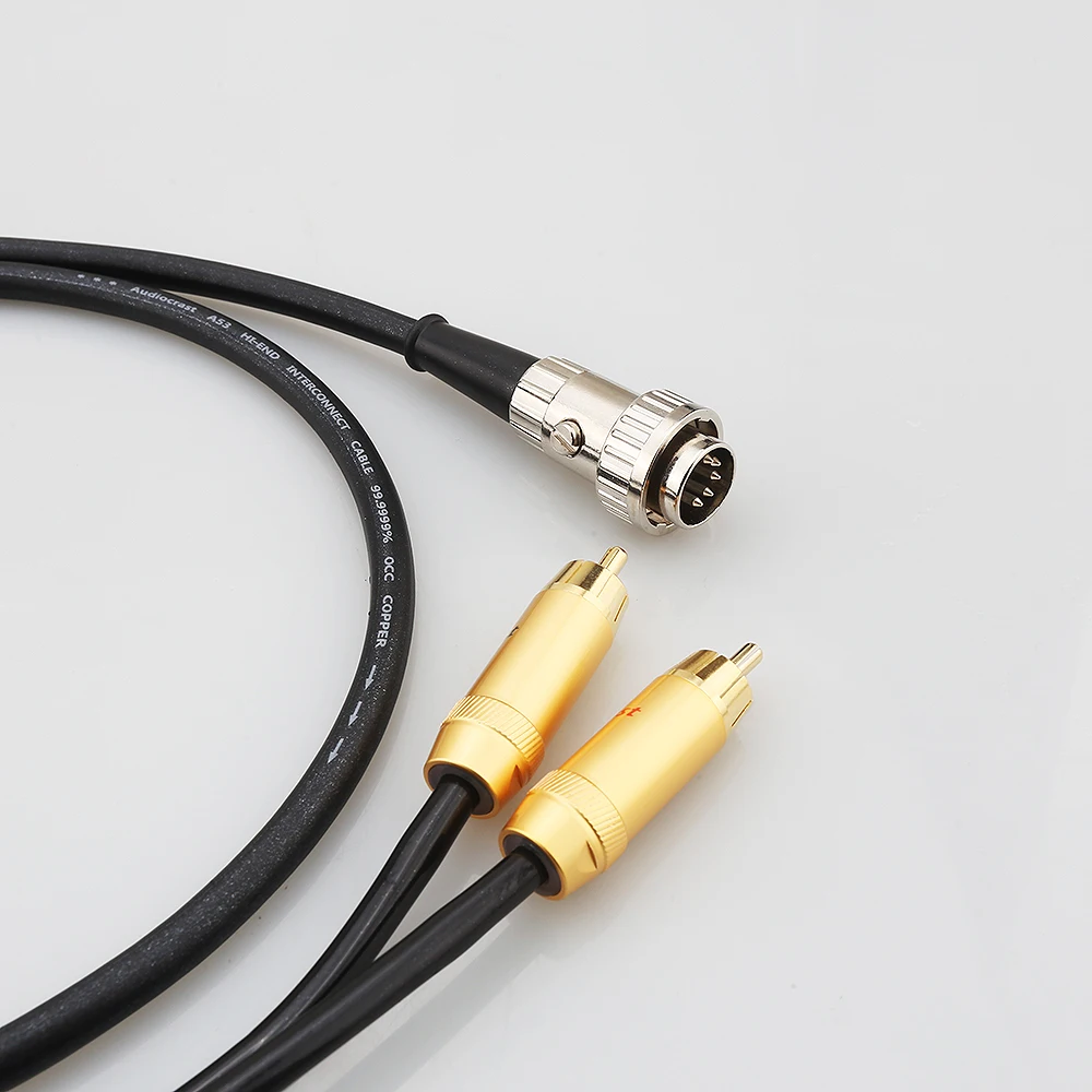 Złącze 5-pinowe DIN z blokadą obrotową do kabla stereo RCA Phono, kabel stereo z czystej miedzi OFC