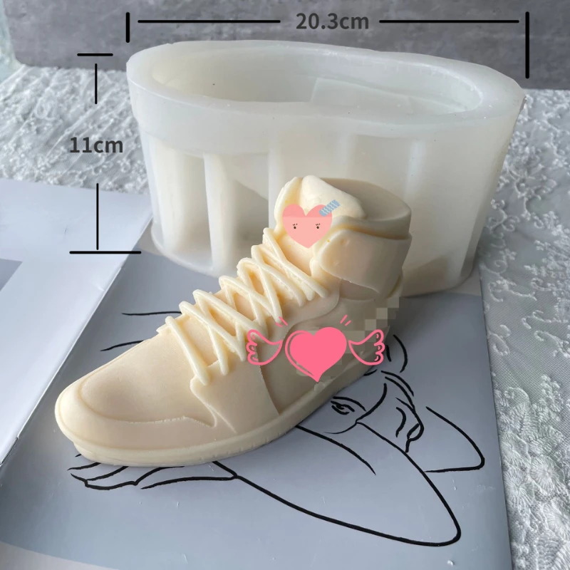 20cm Length 3D High Top Sports Basketball Shoes Silicone Candle Mold Decoration Resin Mould Candle Making Sneakers Soap Mold