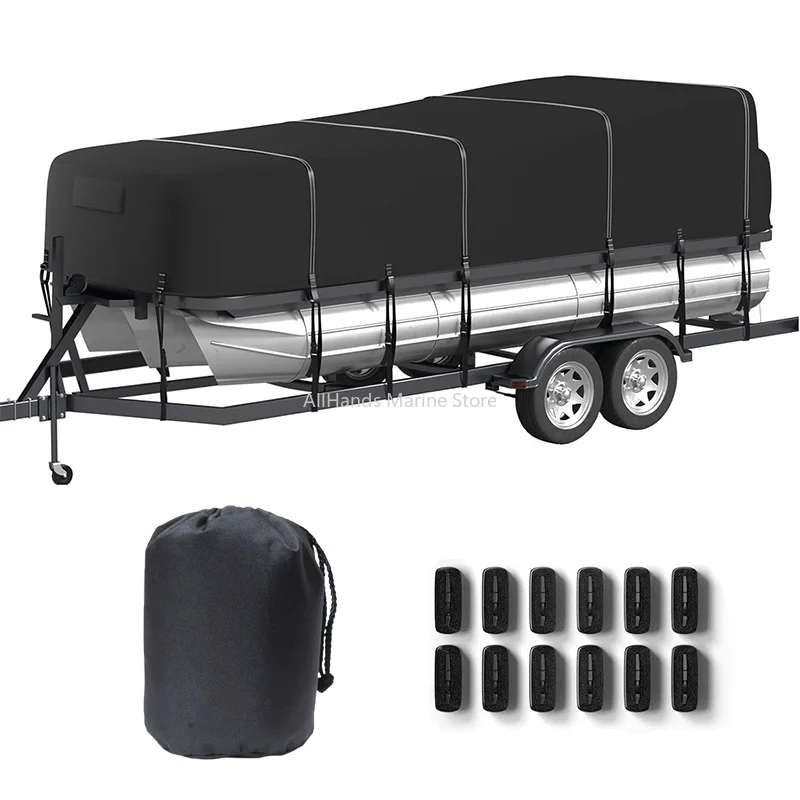Dust And Waterproof Heavy Duty 300D 600D Pontoon Boat Cover Outdoor Anti UV Dustproof Boat Cover With Windproof Strap