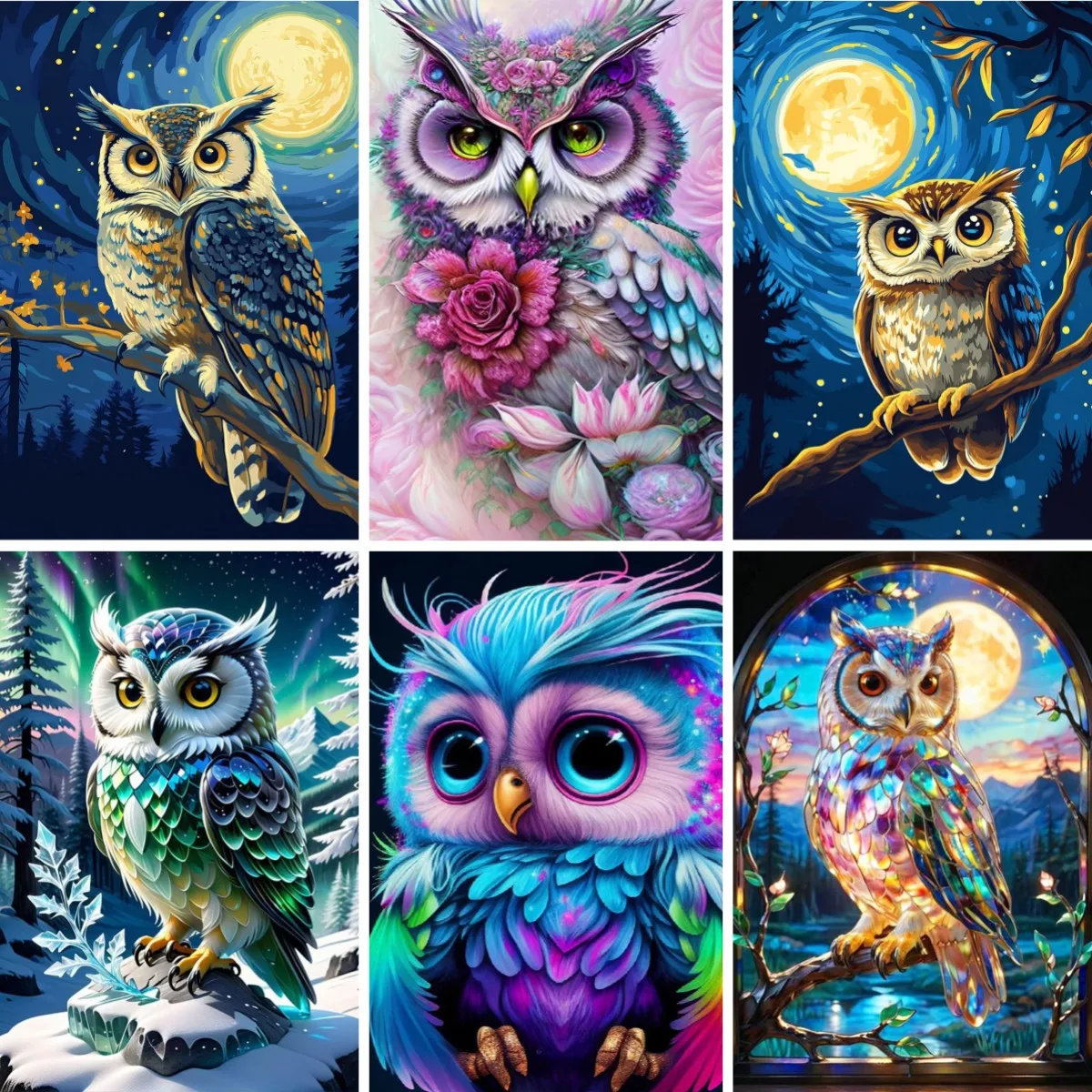 Owl Full Drill Diamond Painting Equipped with Tools , Mystical Avian Art , Wise Creature Wall Portrait , Gift for Bird Lovers