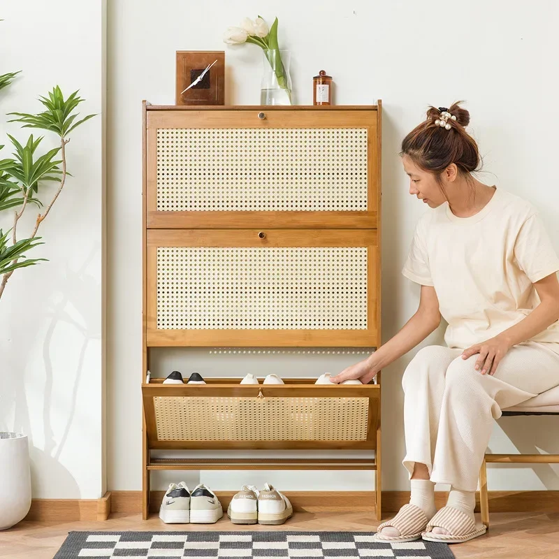 Exquisite Ultra-thin shoe cabinet, multi-layer entrance to the home against the wall, extremely narrow tipping bucket shoe rack