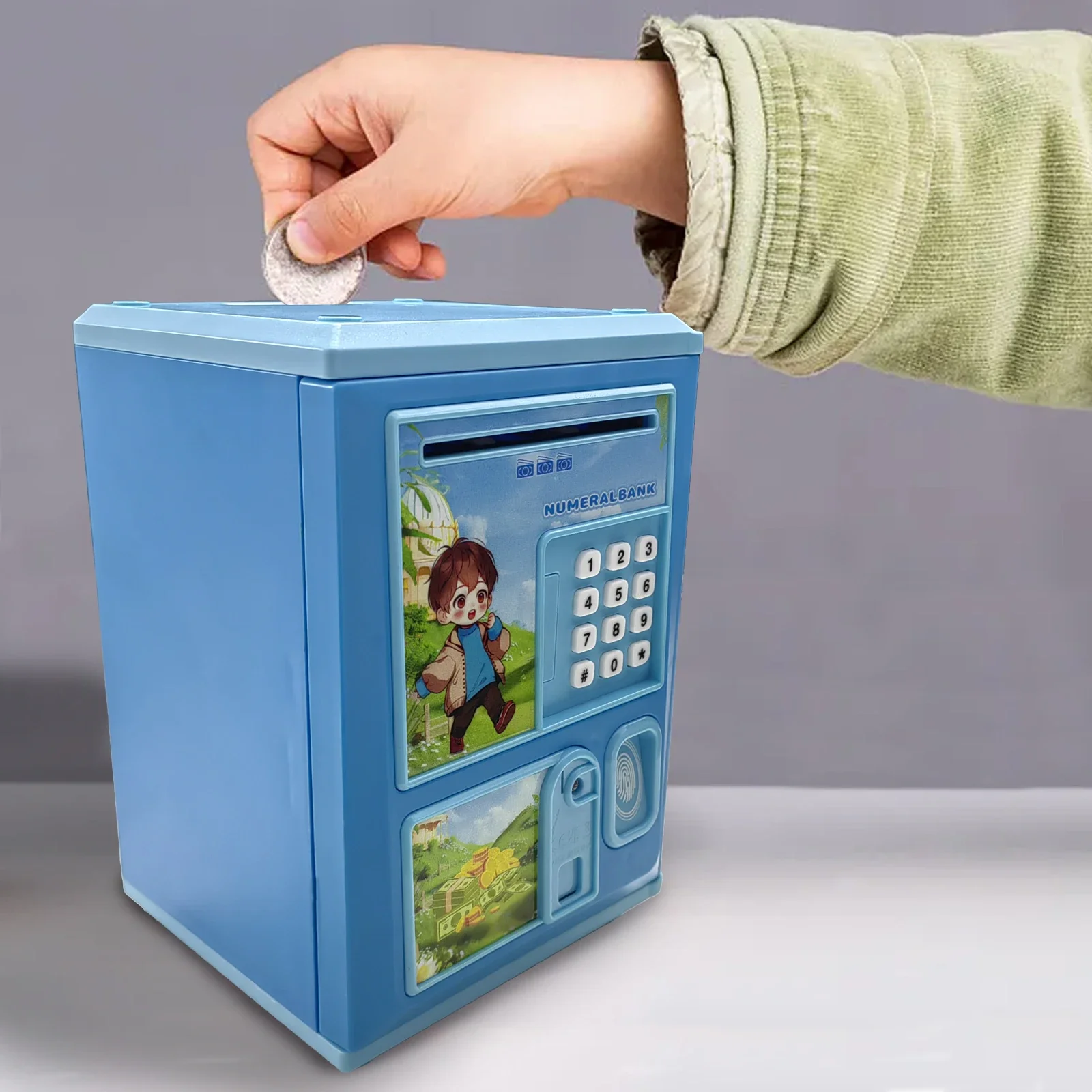 Tirelire de dessin animé pour enfants, mot de passe, pièce de monnaie à empreintes digitales, rouleau automatique, boîte d'économie d'argent, jouets, banque d'argent, cadeau de noël pour filles et garçons