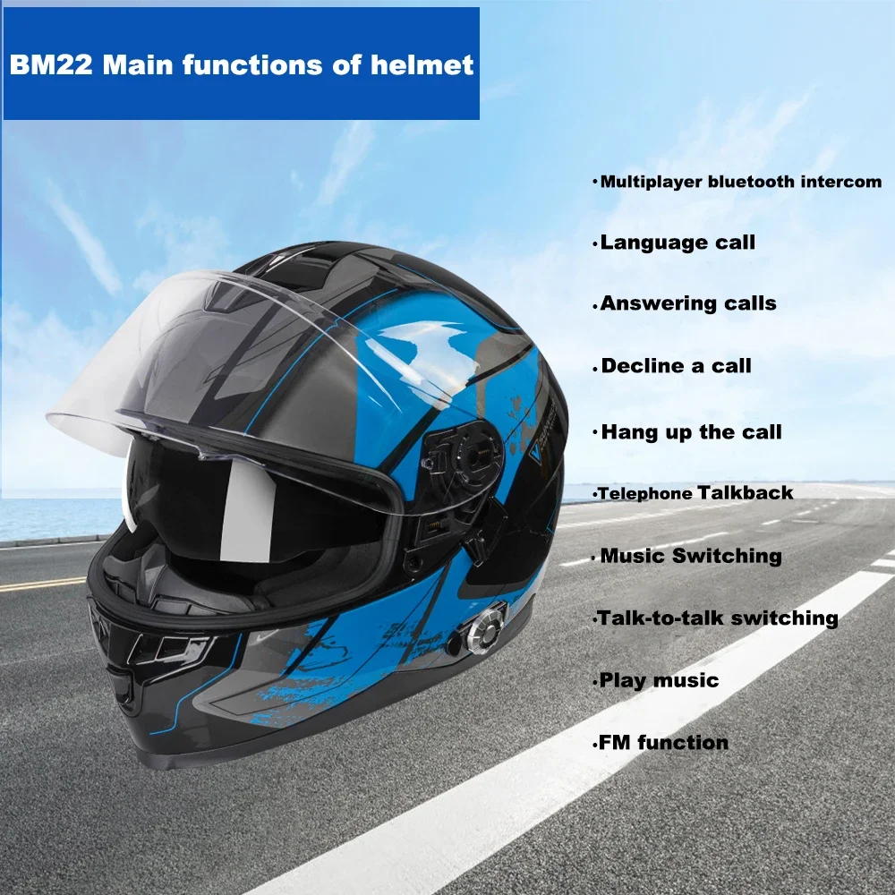 Freedconn 967 Safety Motorcycle helmet with built-in bluetooth intercom for outdoor racing