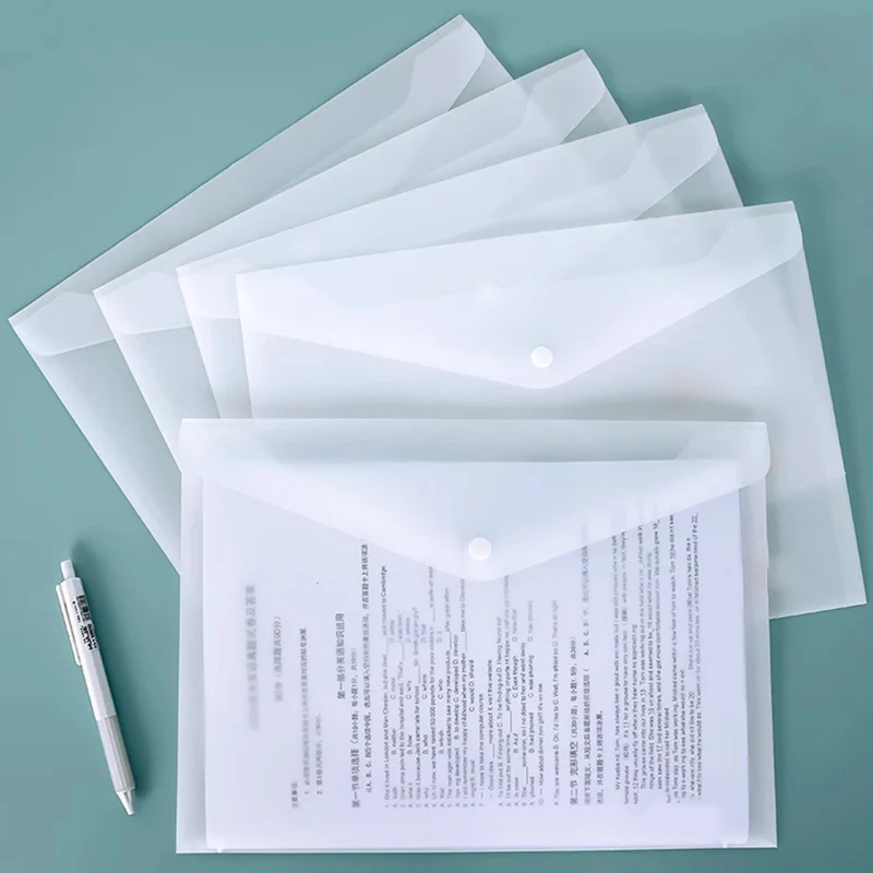 A4 ファイルバッグ透明なスナップ閉鎖バッグ学生の試験用紙や学術資料を保管するためのオフィスポケットフォルダー