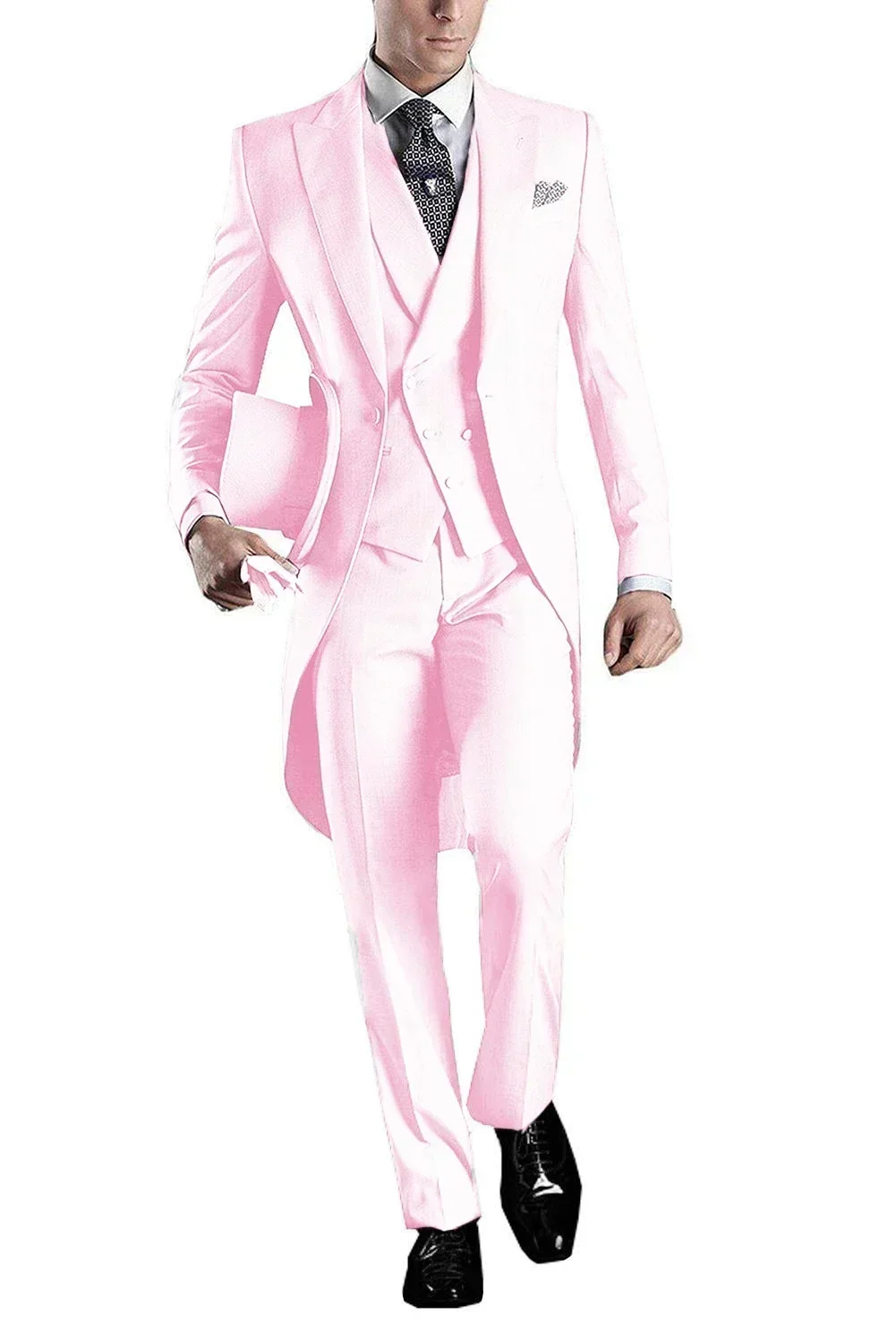 Temperament Long Sleeves Buttons Evening Dress Delicate V-Neck men's Suit for Weddin Man Suit ( Jacket+Pants +coat) Party Gowns