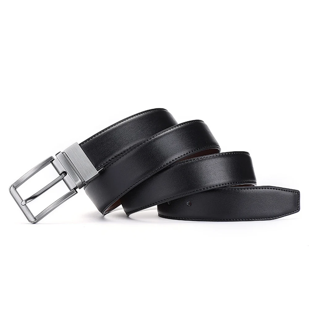 

Men Genuine Leather Belt Advanced Cowskin Waist Belt Business Casual Waist Strap Trouser Jeans Waistband With Rotated Buckle