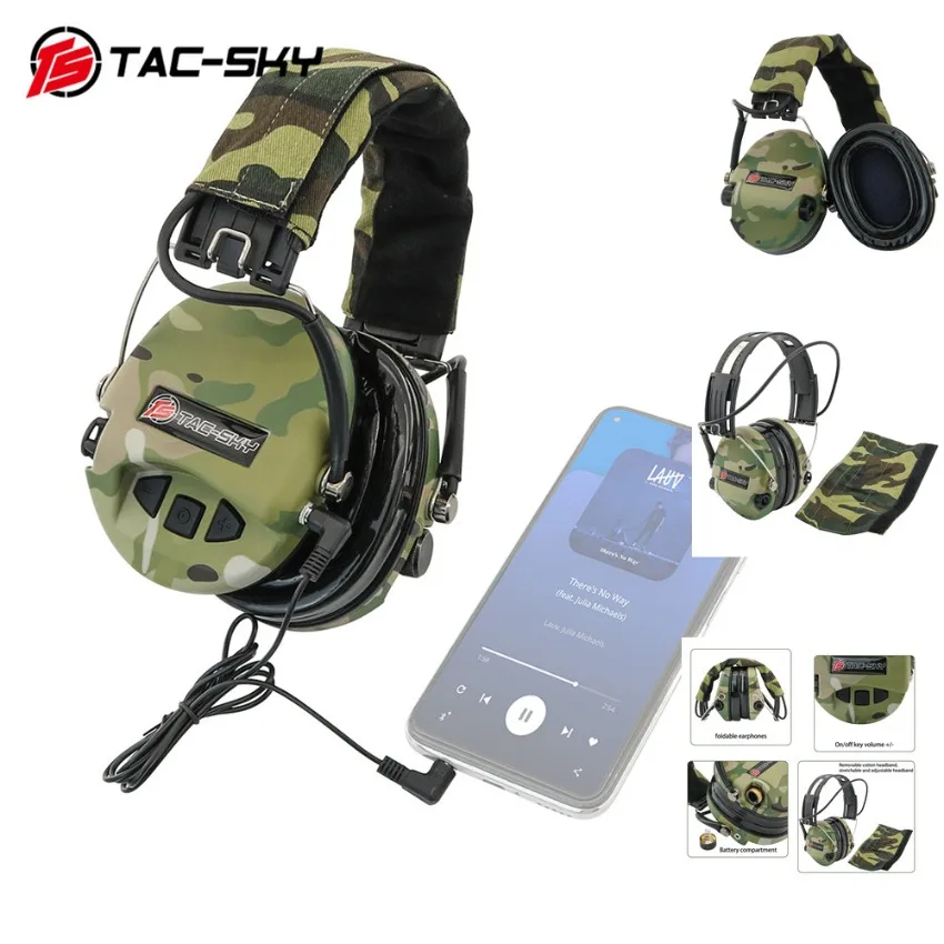 TAC-SKY Microphone-Free Tactical Headphones Sordi IPSC Hearing Protection Shooting Headphones for outdoor hunting and sports