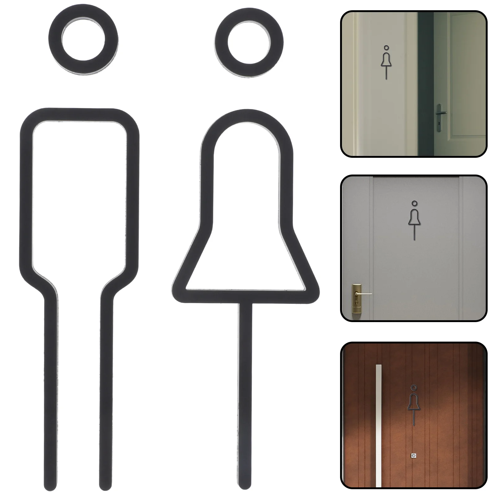1 Juego de letreros de baño 3D con acabado, resistente al agua, duradero, decoración de marco de puerta de baño para el hogar, negocios, hombres, mujeres, letreros de baño