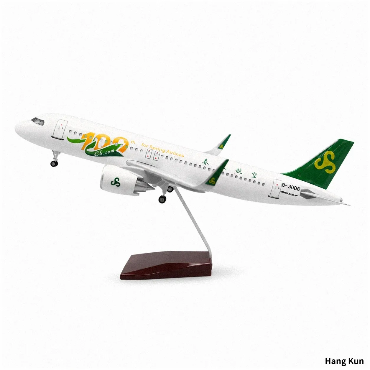 Airbus A320neo Spring Airlines Airplane Model 1/80 Scale 47cm with Display Stand & Landing Gear, Collectible Aircraft Plane Toy