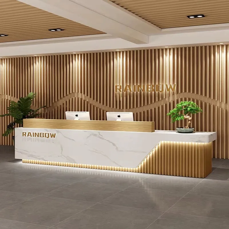 Coffee Reception Desks Modern Bar Counter Shop Counter Futuristic Long Reception Desk Hair Salon Comptoir Luxury Furniture