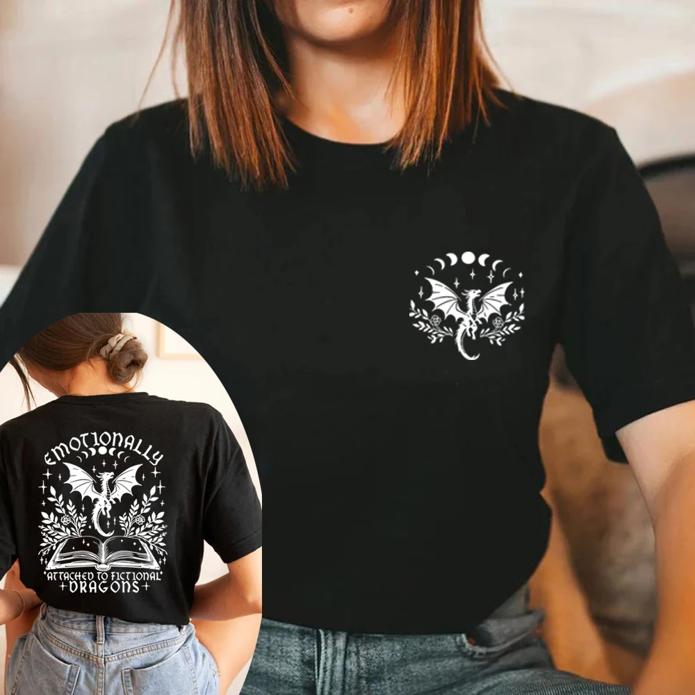 Emotionally Attached To Fictional Dragons T-Shirt Fourth Wing Shirt Unisex Short Sleeve Graphic T Shirts Fantasy Bookish T-shirt