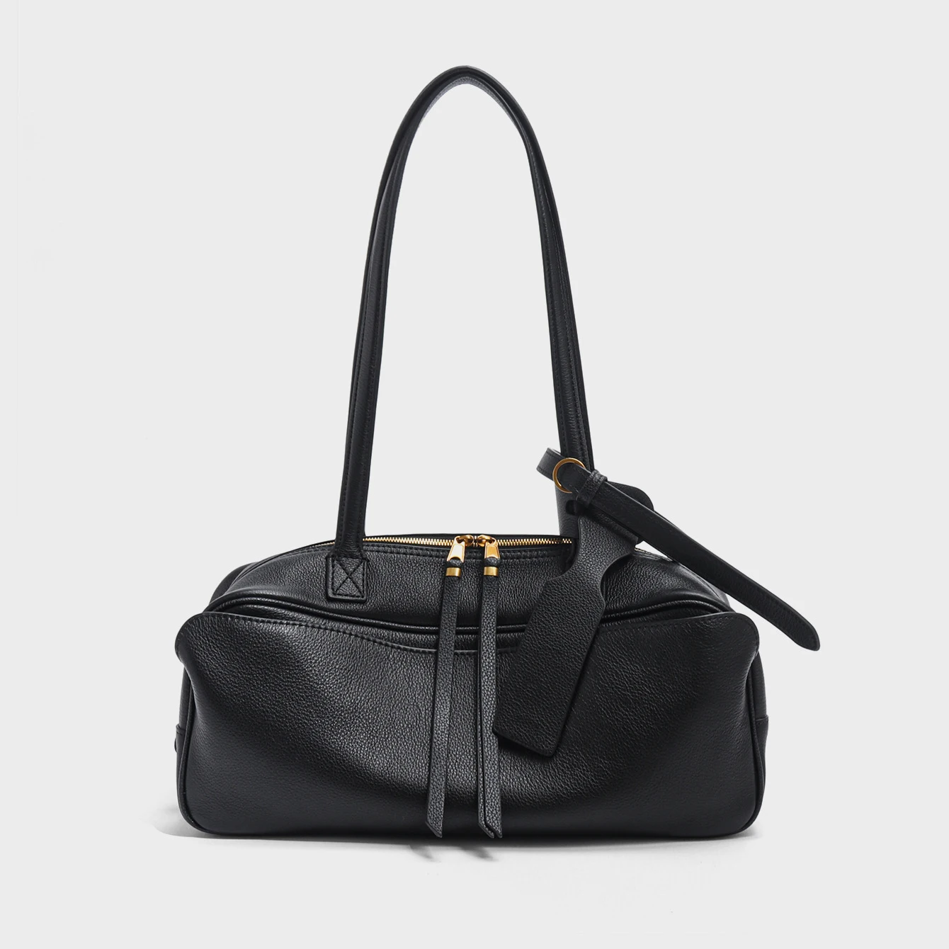 

Leather bowling underarm bag 2025 new niche design genuine leather fashion large capacity vintage women's shoulder bag