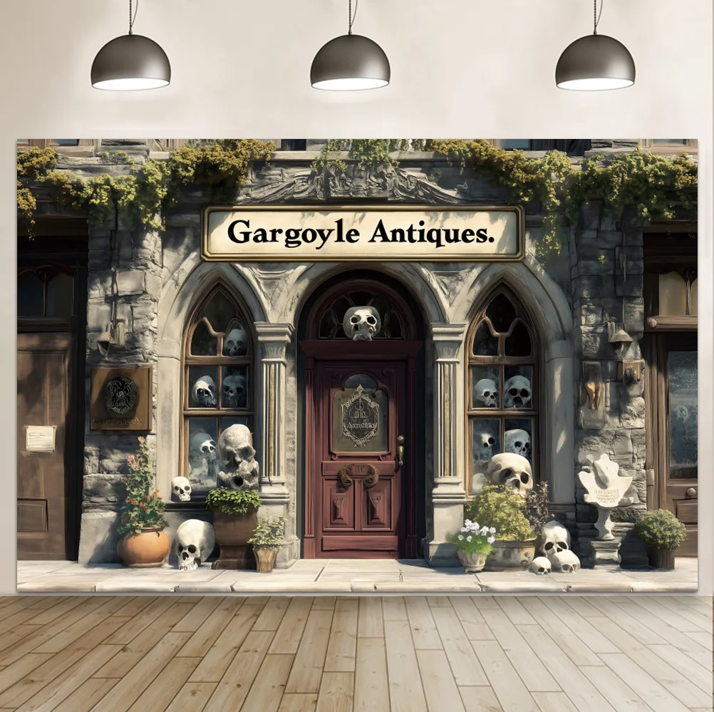 Fondo de monstruo de antigüedades de gárgola, Castillo de terror de Halloween, retrato familiar para niños, fotografía, telón de fondo, accesorios de estudio fotográfico