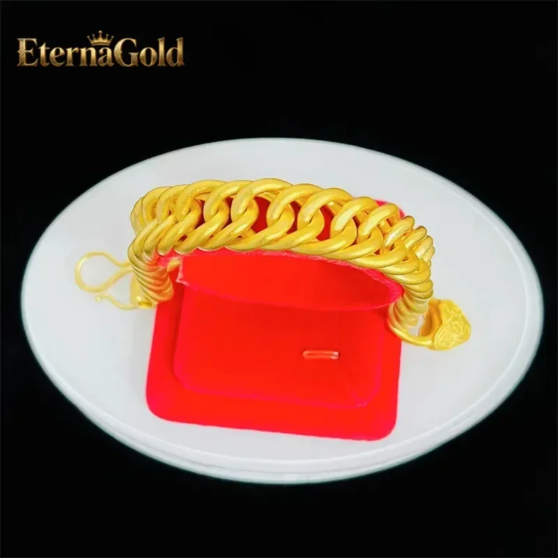 

EternaGold: Роскошный мужской браслет из настоящего золота 24K, унисекс, с ручной гравировкой, золото Au9999, узор «Облако», ручная работа.