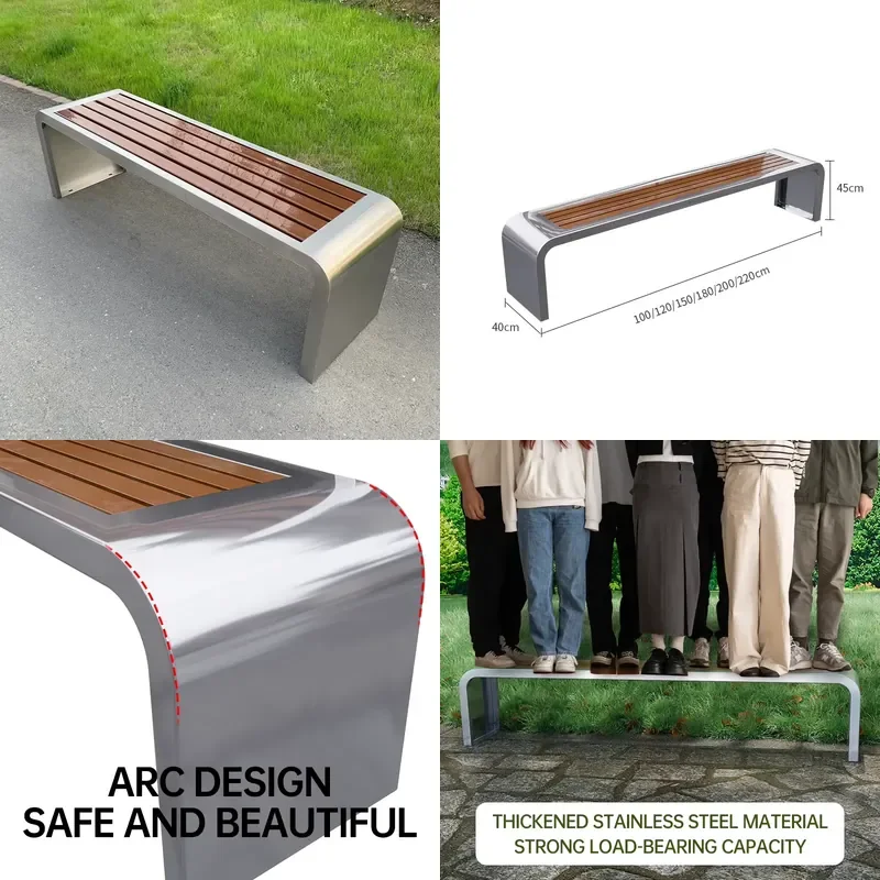 for Heavy Outdoor Stainless Steel Bench Weatherproof Park Seating for Garden Courtyard Street Public Commercial