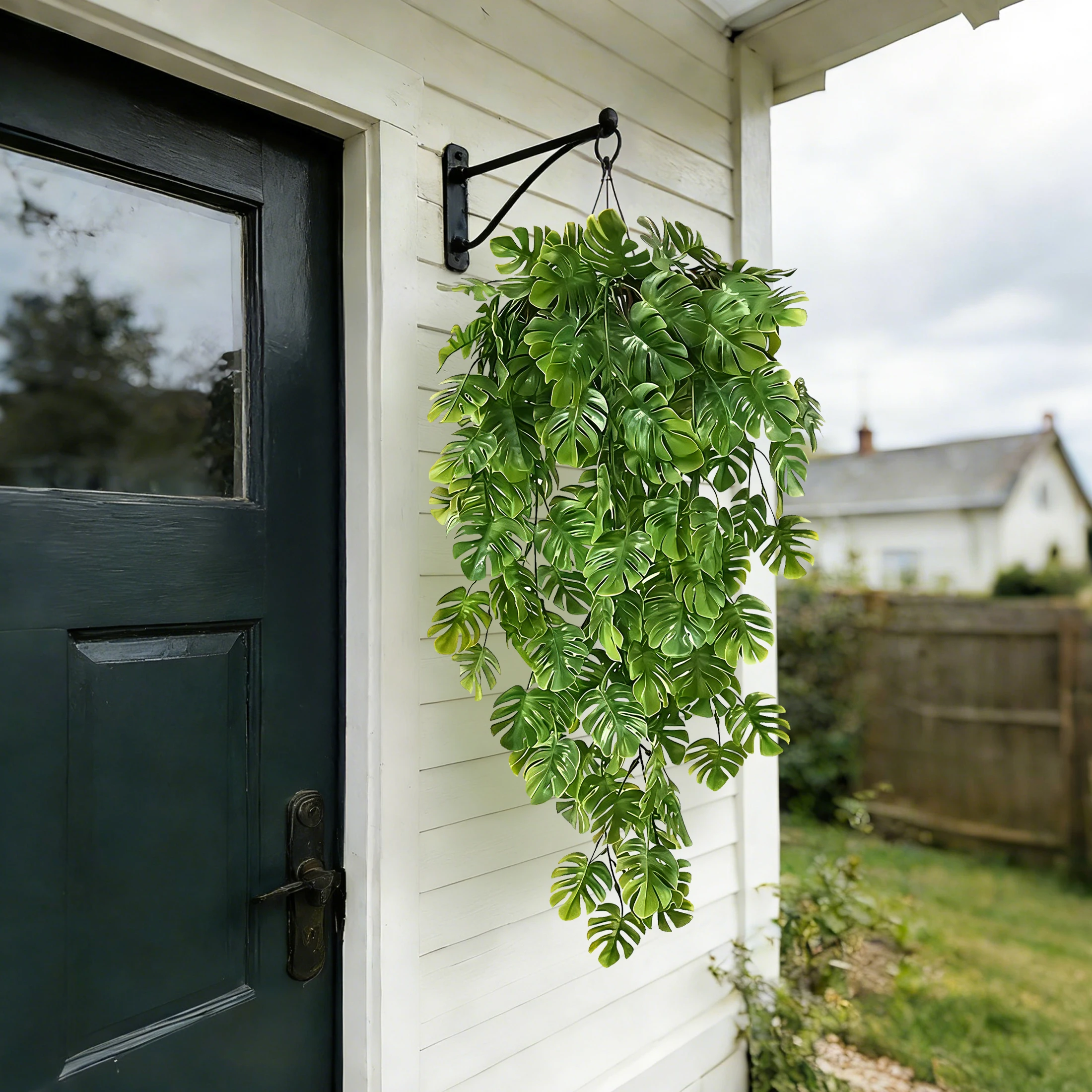 Planta Artificial con colgante de Monstera Deliciosa, deja adecuada para el hogar, terraza, porche, aleros, estantes, paredes, decoración interior y exterior, 1 Uds.