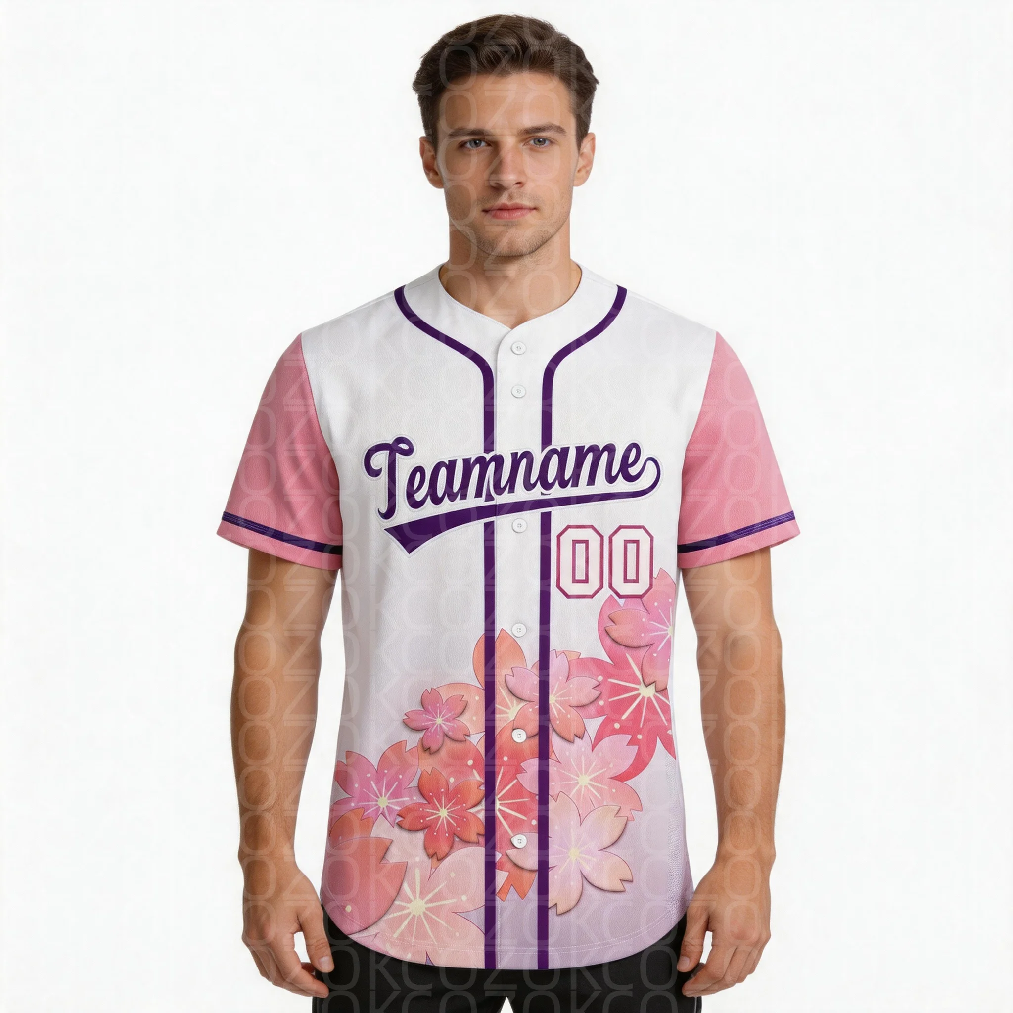 Oriental Cherry Baseball Jersey Men Women Short Sleeve Shirt 3D Printed Shirt Team Shirts Hip Hop Unisex Tops